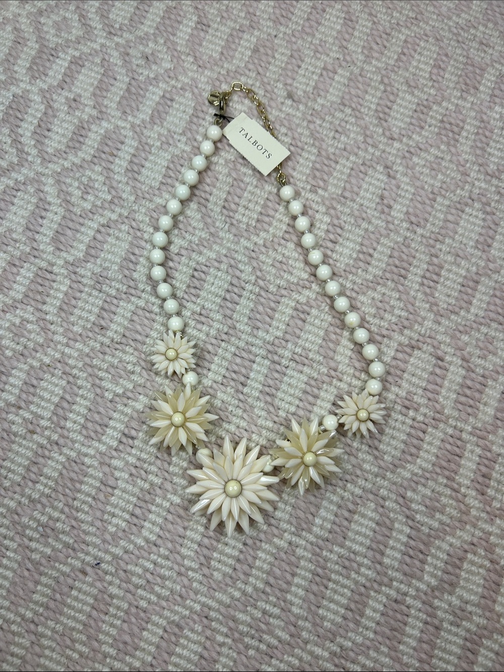 Talbots Cream Floral Cluster Necklace